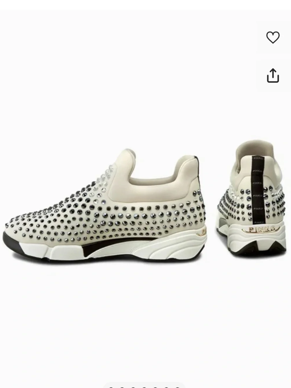 Pinko Cream Crystal-Embellished Slip-On Sneakers Size 8